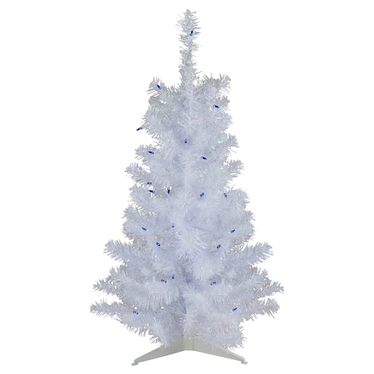 Northlight White Slim Artificial Blue Lights 3 Foot Pre-Lit Pine Christmas Tree, One Size, White